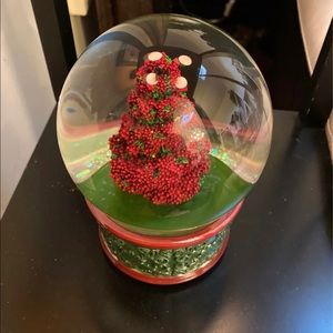 red tree snow globe